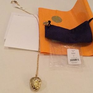 Authentic Tory Burch Walnut Locket Necklace!
